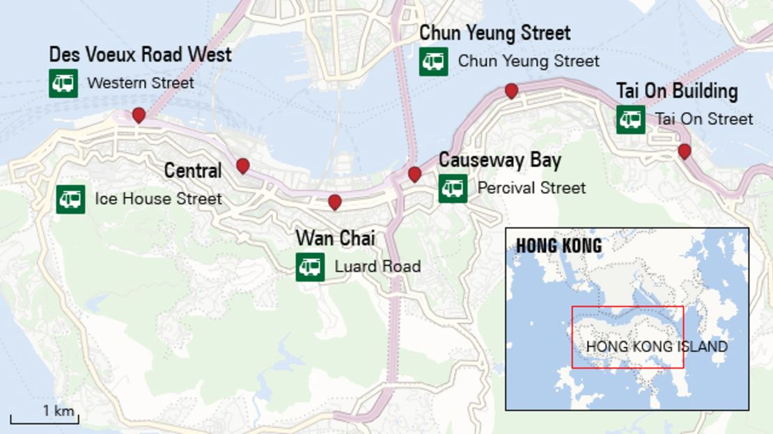 Hong Kong Tramways route