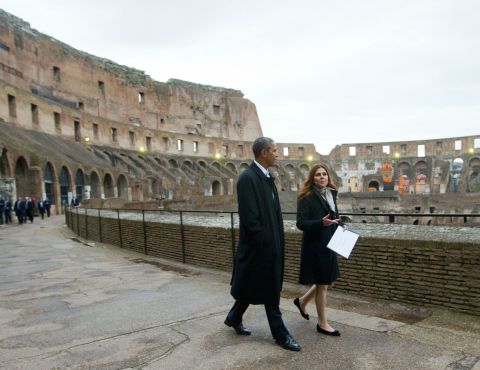U.S. President Barack Obama tours the Colosseum in Rome on Thursday, March 27. Click through to see other photos from Obama's trip to Europe this week.