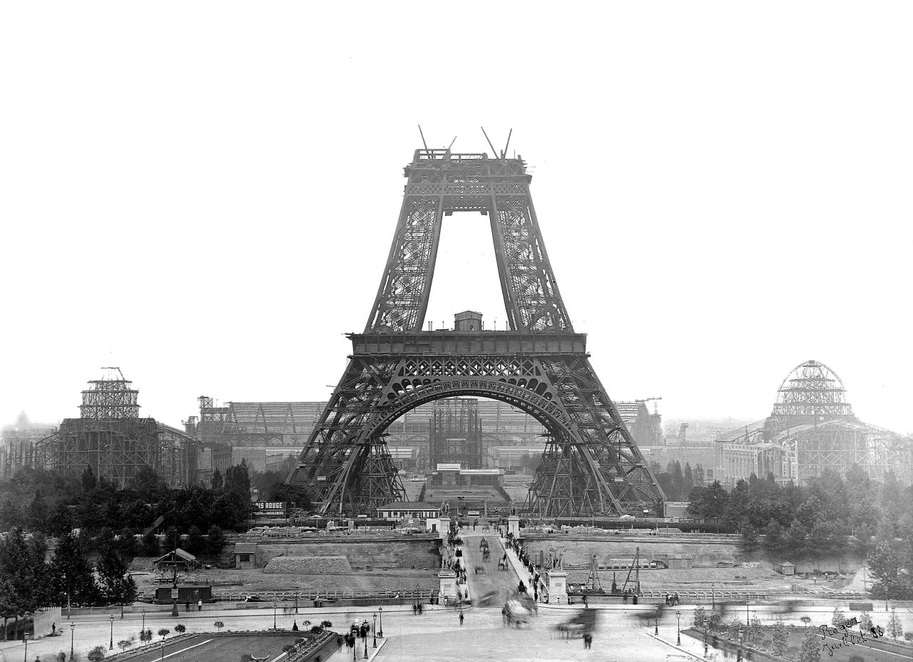 The tower, as seen during construction in 1888. There were 121 men who worked on the construction site.