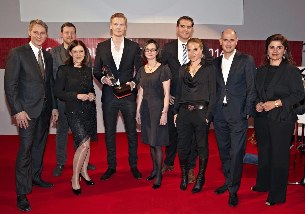 Claas Relotius was named CNN Journalist of the Year and won the best Print category for the story "Murderers as Carers," which was first published in Swiss magazine Reportagen. He's pictured here fourth from the left with the rest of the judging panel. 