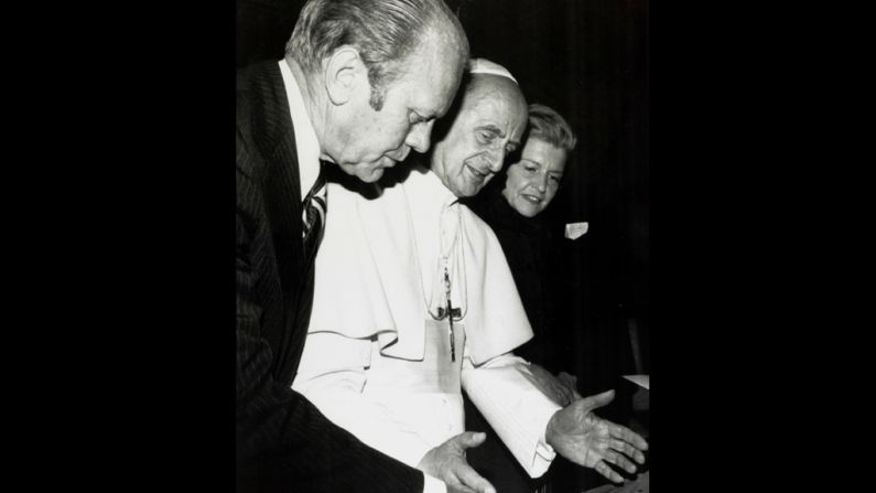 Jan. 1, 1975, President Gerald Ford with his wife Betty at the Vatican City with Pope Paul IV.