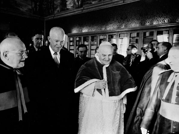 President Dwight D. Eisenhower and Pope John XXIII are shown during a private audience at the Vatican, Dec. 6, 1959.