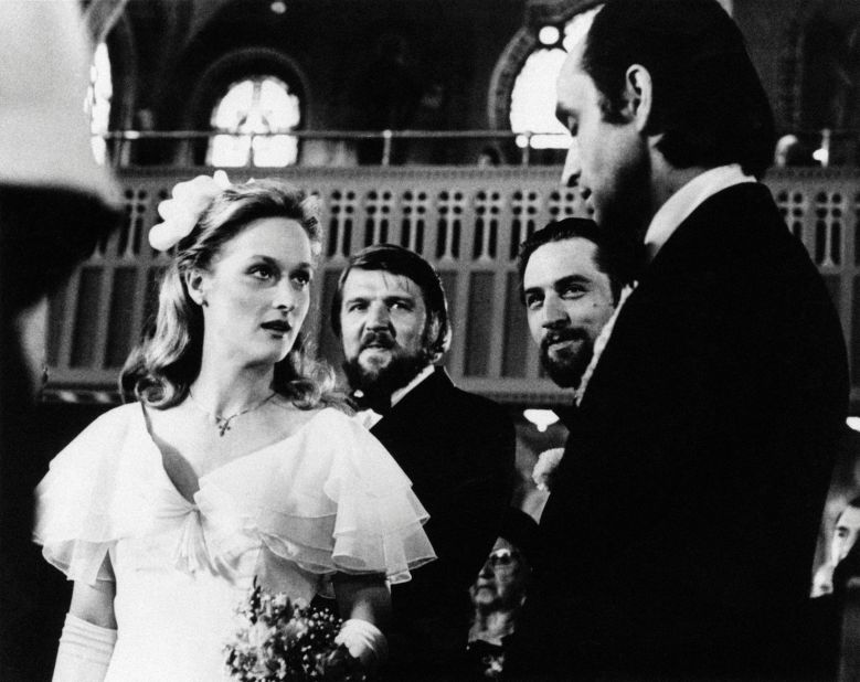 Meryl Streep glances at actor John Cazale in "The Deer Hunter." Streep and Cazale were in a relationship at the time of his bone cancer diagnosis in 1976. He passed away in 1978. 