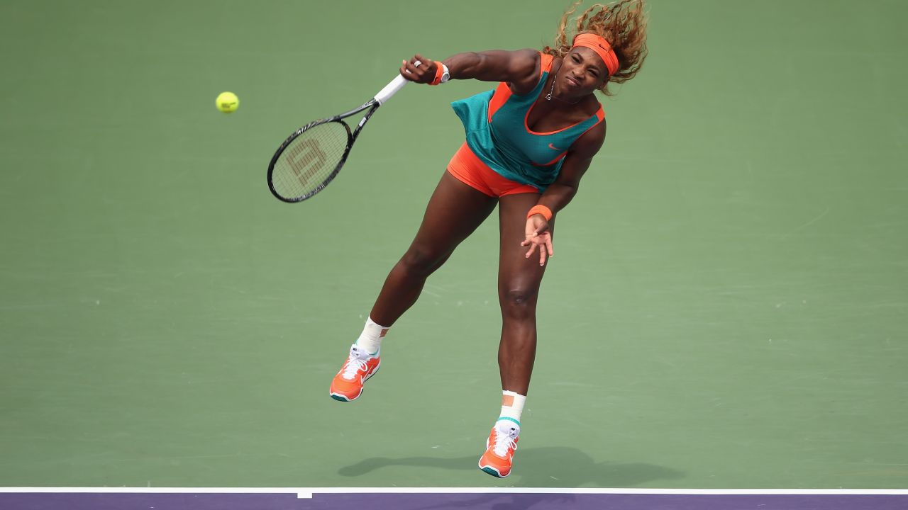 Serena Williams, pictured, beat Li Na in the Sony Open final after trailing 5-2 in the first set. 