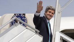 U.S. Secretary of State John Kerry leaves Paris, Monday, March 31, 2014, for a trip to the Middle East to work on talks about the Middle East peace process.