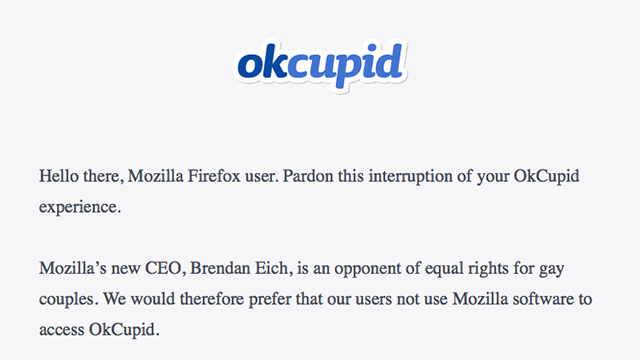 OkCupid protests Firefox over CEOs anti-same-sex marriage donation CNN Business