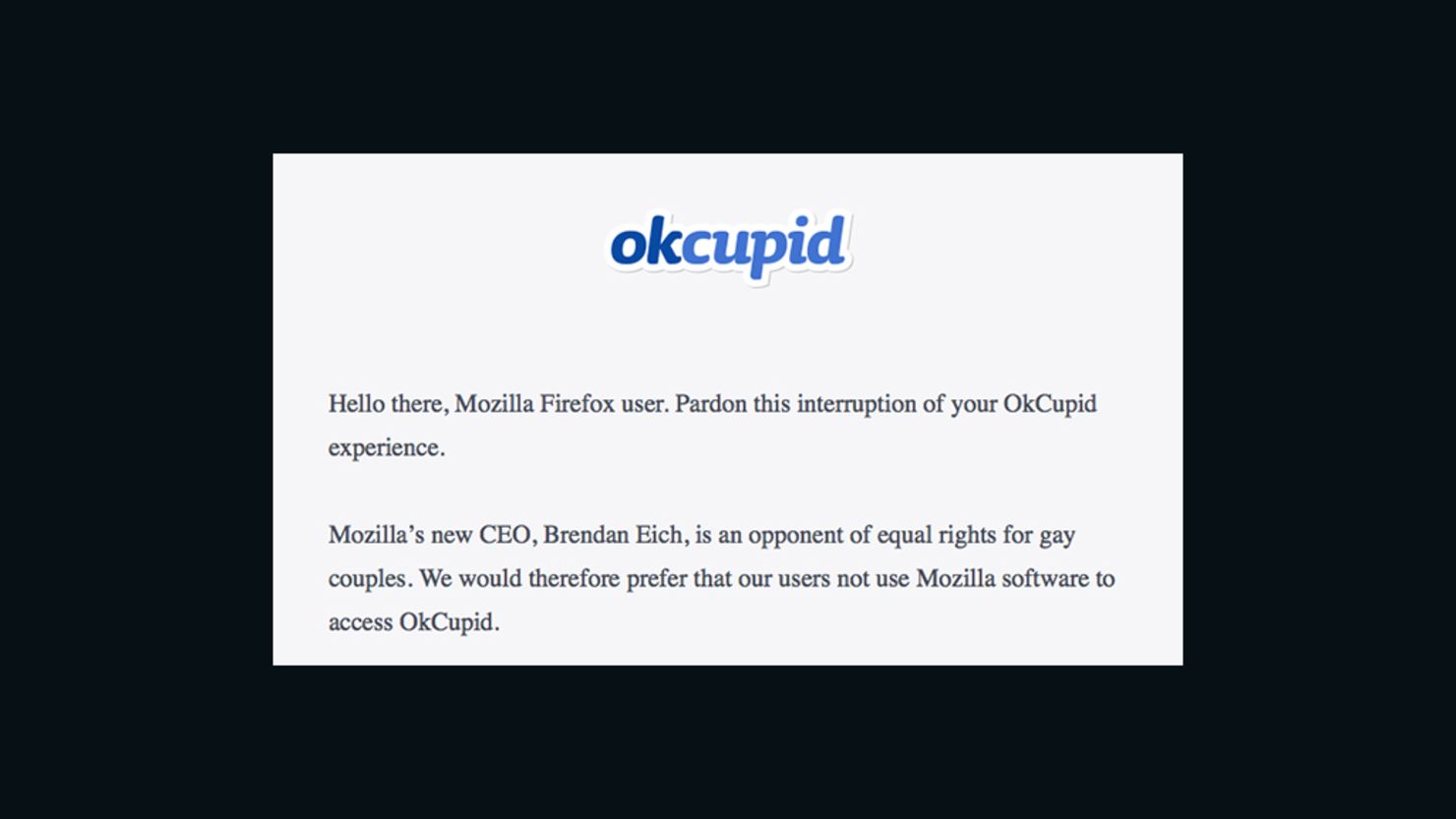 Okcupid Protests Firefox Over Ceo S Anti Same Sex Marriage Donation