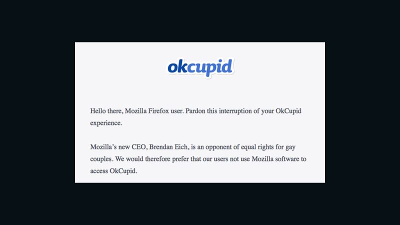 Okcupid Protests Firefox Over Ceos Anti Same Sex Marriage Donation