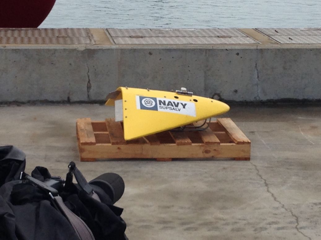 The Ocean Shield is also bringing this towed pinger locator, a giant underwater microphone that will listen for the pings from the flight recorders.