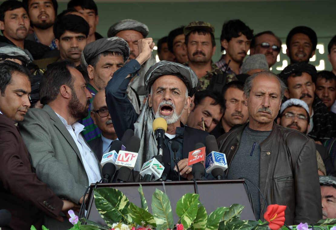 Presidential candidate Ashraf Ghani, address supporters in Mazar-i-Sharif.