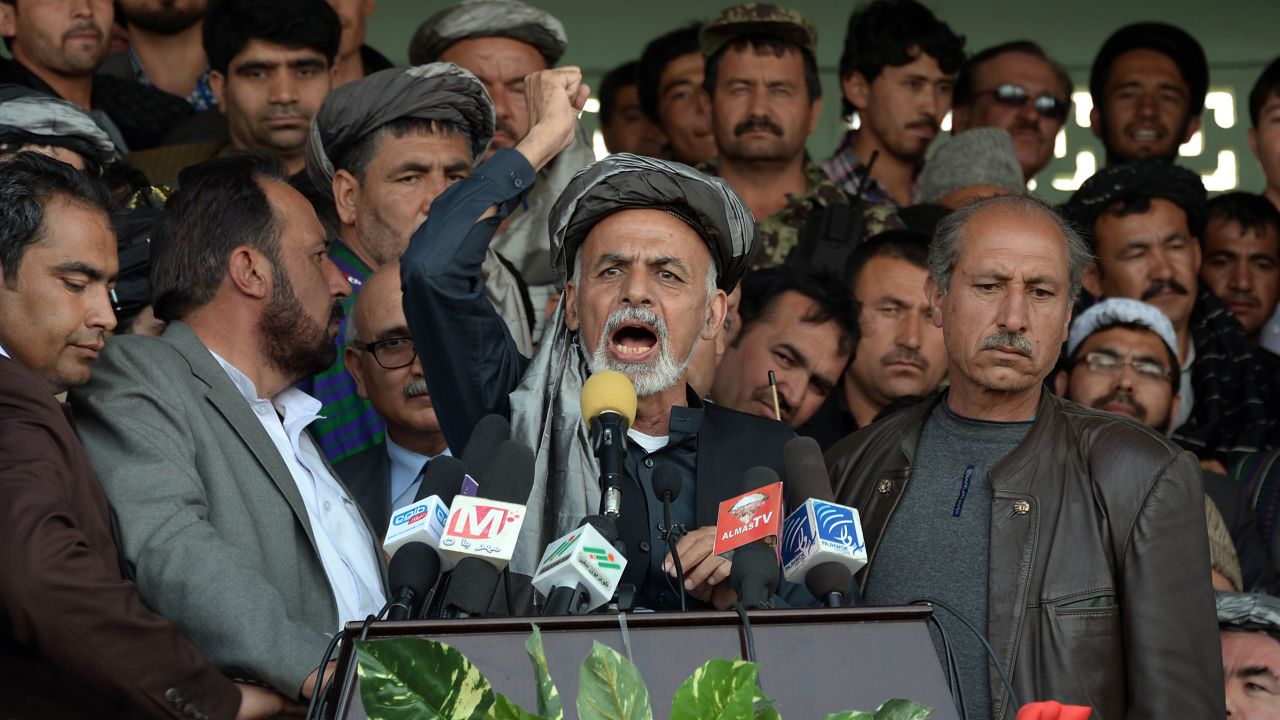 Presidential candidate Ashraf Ghani, address supporters in Mazar-i-Sharif.