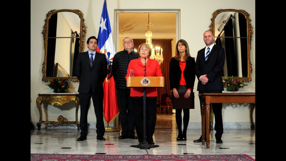Chilean President Michelle Bachelet speaks in Santiago on April 2.
