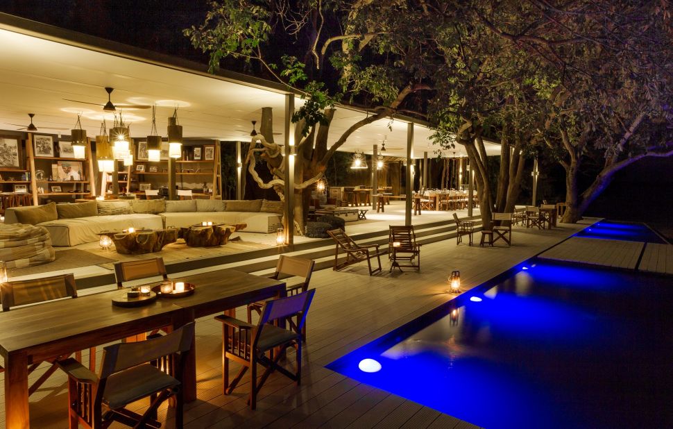 Chinzombo's six villas each have private dining areas, lounges, libraries and tree-shaded pools with viewing decks. The camp is surrounded by 60 acres of private land.