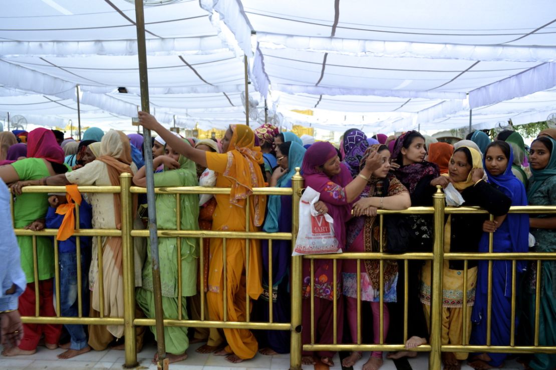 There's always a long queue to enter the Golden Temple's inner sanctum, which contains the holiest of all Sikh texts, the "Guru Granth Sahib."