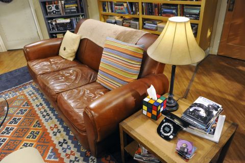 Here we have one of the most important parts of the set and one true fans will immediately recognize, "Sheldon's spot" on the couch. And that Rubik's cube tissue box? It was invented by executive producer Steve Molaro's friend Nicole Gastonguay.