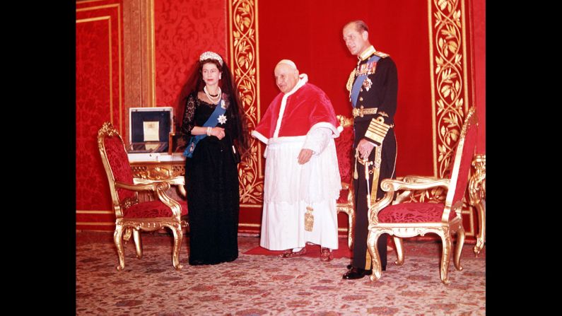 The Queen and Prince Philip are pictured with Pope John XXIII at the Vatican in 1961.