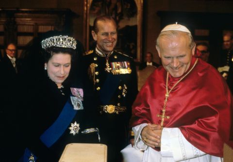 The Queen and Prince Philip meet Pope John Paul ll for the first time in October 1980.
