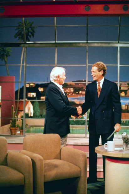 Any moment with legend Johnny Carson and legend-in-the-making Letterman was destined to be a classic, but Carson's appearance on the "Late Show" in May 1994 is the most memorable. The former "Tonight Show" host opted to make his last TV showing with Letterman, who appropriately handed over his desk chair to his idol. 