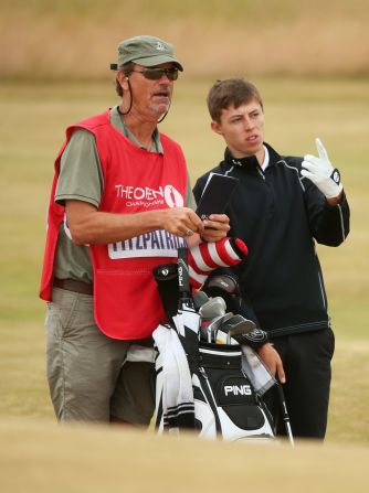 Fitzpatrick's win means the English teenager is eligible to play in three of golf's four majors: the British Open, U.S. Open and The Masters, which tees off Thursday. He is pictured here with caddy Lorne Duncan in Gullane, Scotland last year.