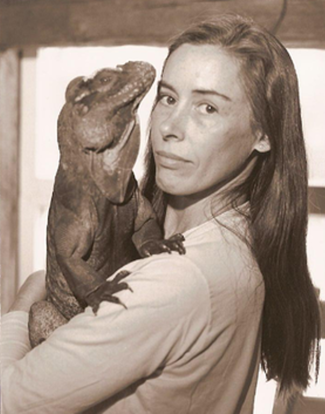 Wendy Townsend and her rhinocerous iguana Sebastian.