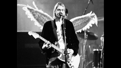 Cobain performs with Nirvana at The Pier in Seattle in 1993. 