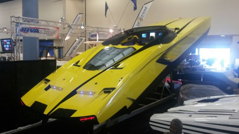 Introducing the $1.1 million Lamborghini-inspired supercar yacht, on show at the Miami Boat Show.