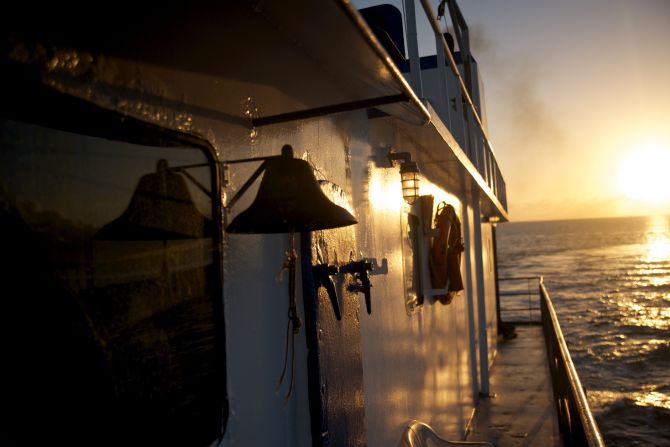 Captain Sean Munroe's<em> "</em>Sherice M" mail boat sails overnight from the Bimini islands to make the 12-hour voyage to Nassau. Bimini was once the haunt of Ernest Hemingway.