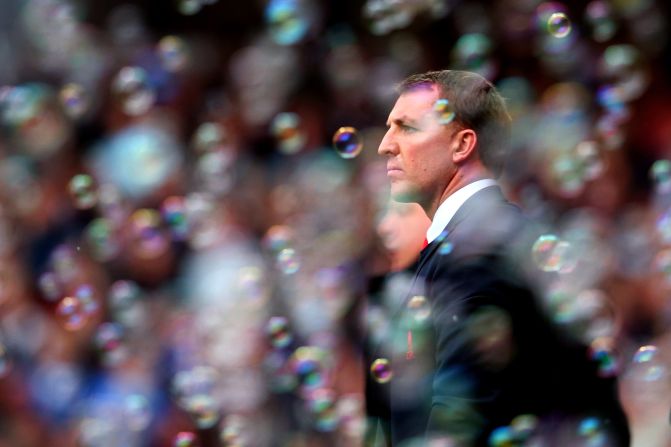 Brendan Rodgers, surrounded by the traditional bubbles blown onto the pitch by West Ham fans, is hoping to burst Liverpool's 24-year title drought. 