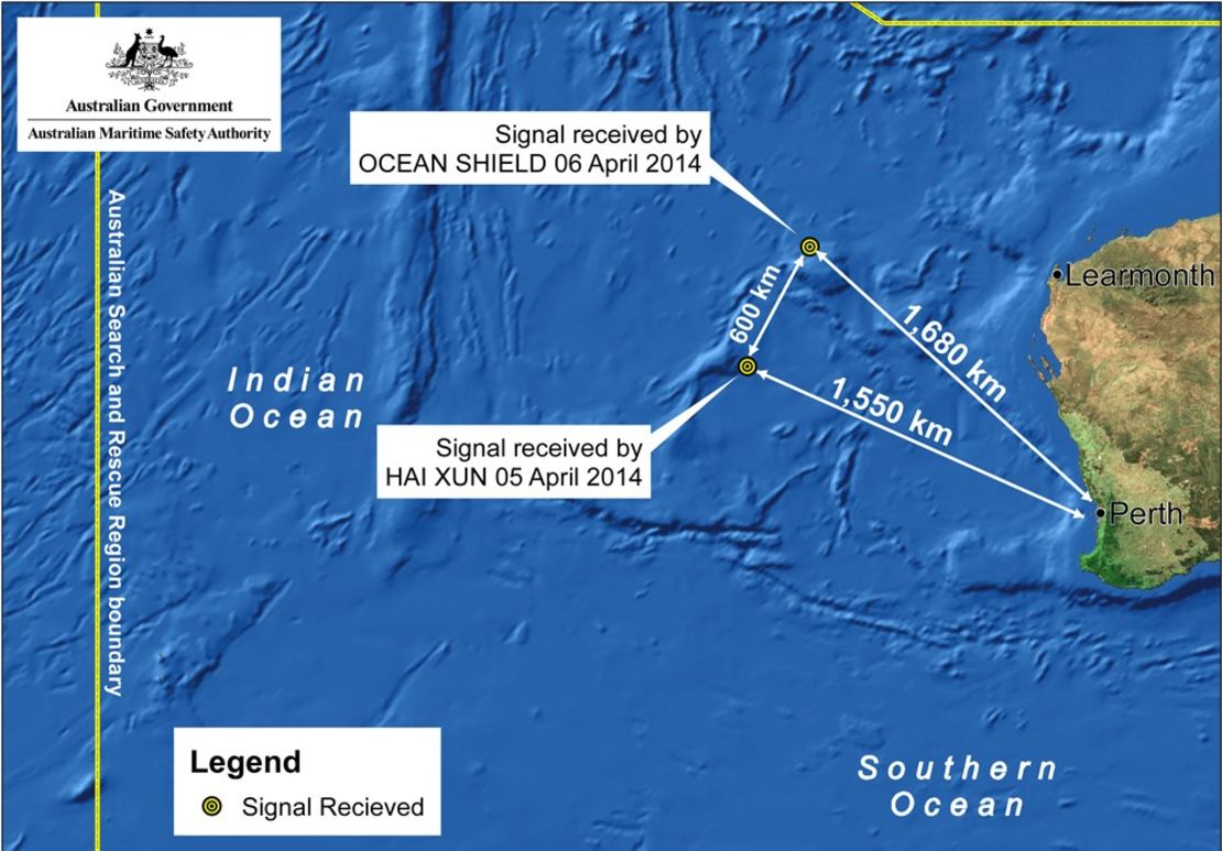 Map in search for Malaysia Airlines Flight 370.