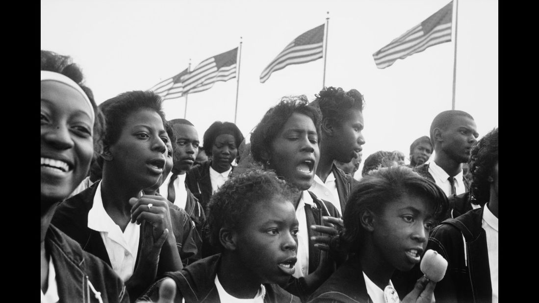 People gather on the National Mall during the March on Washington on August 28, 1963.