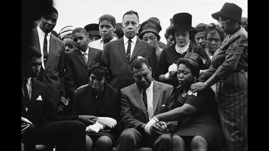 The family of Carol Robertson, a 14-year-old girl killed in the church bombing, attend a graveside service for her in Birmingham on September 17, 1963.