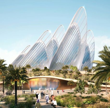 Architectural firm <a href="index.php?page=&url=http%3A%2F%2Fwww.fosterandpartners.com%2Fprojects%2Fzayed-national-museum%2F" target="_blank" target="_blank">Foster + Partners</a> won the contract as part of an international design contest. Their design was "inspired by the dynamic of flight and the feathers of a falcon." Each "feather" will rise 125 meters and house gallery space. 