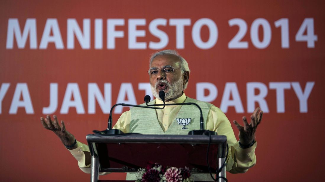 Running against Gandhi is Narendra Modi, chief minister of the western state of Gujarat with a reputation as a tough, "can-do" administrator.