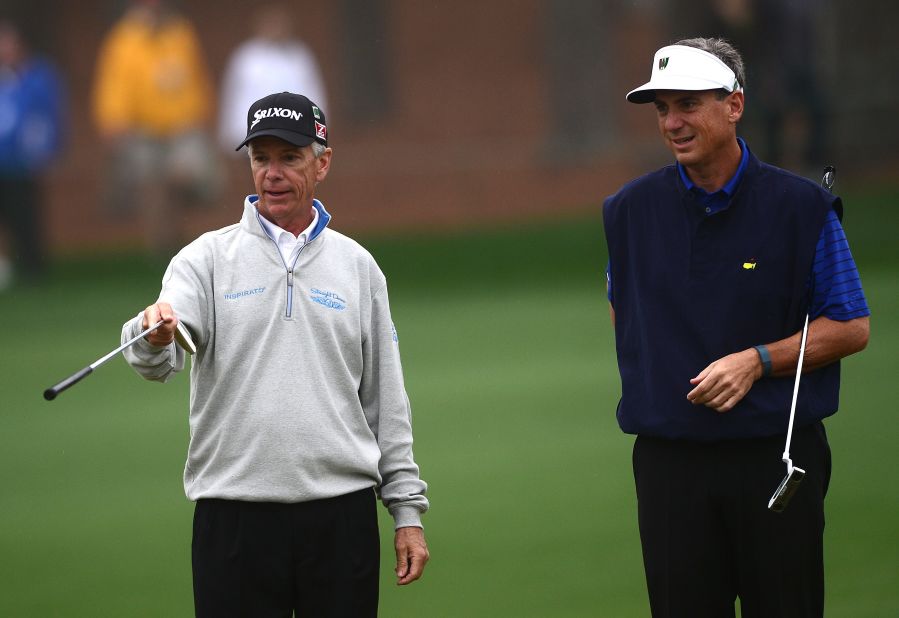 Aged 51, Michael McCoy (right) became the second-oldest winner of the U.S. Mid-Amateur after defeating Bill Williamson in October to earn his place at Augusta. The title was McCoy's first in 38 USGA starts, beating his previous best of two semifinal placings at the U.S. Mid-Amateur in 2005 and 2008.