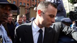 Oscar Pistorius leaves court in Pretoria, South Africa, on Tuesday, April 8, after testifying about the night he fatally shot his girlfriend Reeva Steenkamp.