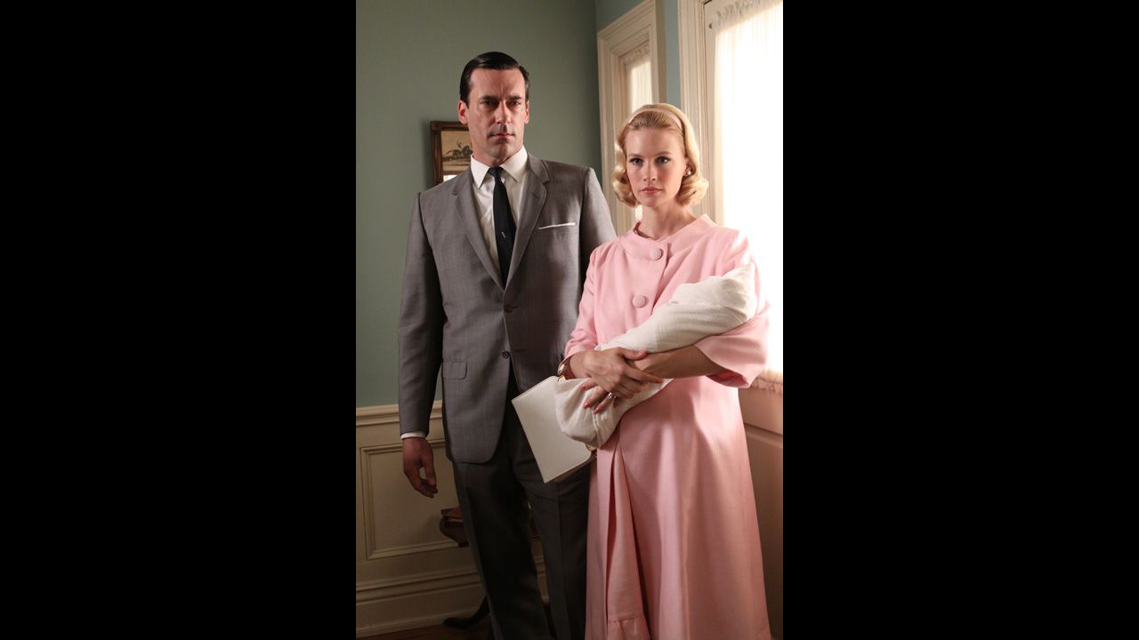 The maternity ensemble Betty wears in the third season, from 1963, represents a social norm about privacy that eroded as the 1960s came to a close. The concealing nature of her outfit maintained the idea that a woman's body and personal life were to be clear only to intimate relations, Przybyszewski said.