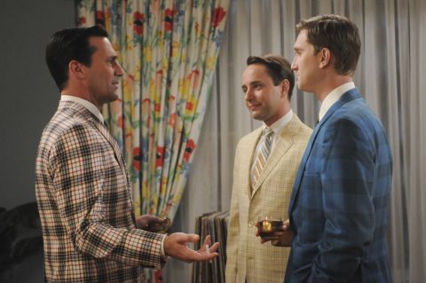 "It looks like a convention of men selling used cars," Przybyszewski said of the bold blazers worn in the fifth season of "Mad Men." Ad men would never wear these outfits to the office in 1966, but it signifies a move away from their previously slender silhouettes. "Many a large person has been scared off from wearing plaids," she said. "Plaids always look bigger."