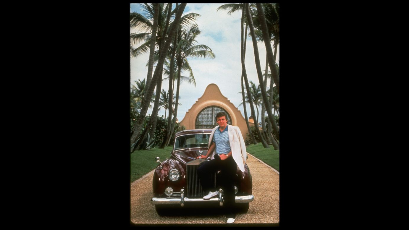 Real estate tycoon Donald Trump with his Rolls Royce at his Mar-a-Largo property in Palm Beach, Florida. 