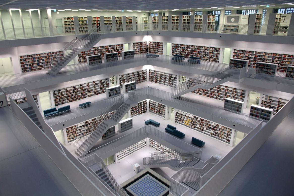 What <a href="http://ireport.cnn.com/docs/DOC-1117545">Steffen Ramsaier</a> loves about Stuttgart's Municipal Library in Germany is its clean architecture. The nine-story library was completed in 2011 and designed to be "a new intellectual and cultural centre." 