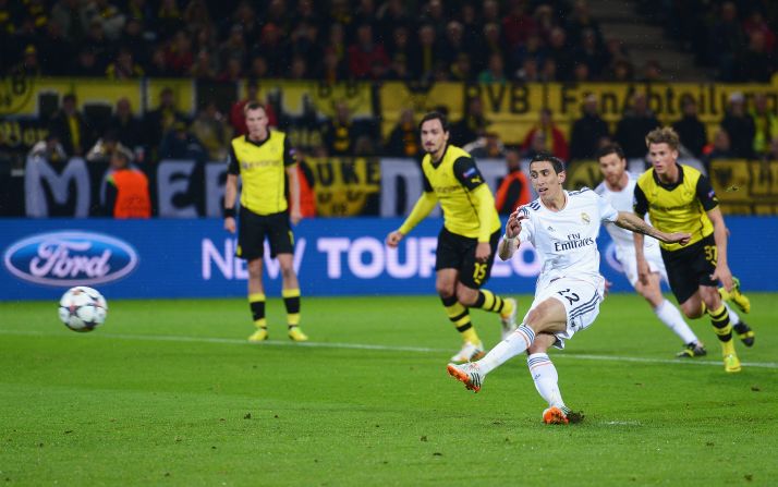 Real Madrid's Angel di Maria saw his penalty saved by Roman Weidenfeller early in the first half.