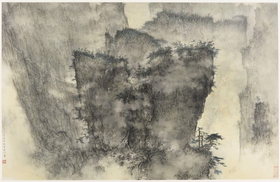 Ink and color work on paper "A Gathering of Pines and Clouds" by Li Huayi went under the hammer at $405,000.