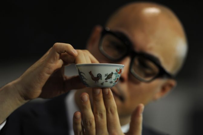 This rare 15th-century Meiyintang "chicken cup," still holds the world auction record for Chinese porcelain. It <a href="index.php?page=&url=http%3A%2F%2Fedition.cnn.com%2F2014%2F04%2F09%2Fworld%2Fasia%2Fsothebys-record-sale-chinese-porcelain%2F">sold for more than $36 million (HK$281,240,000) at a Sotheby's Hong Kong auction</a> in 2014. 