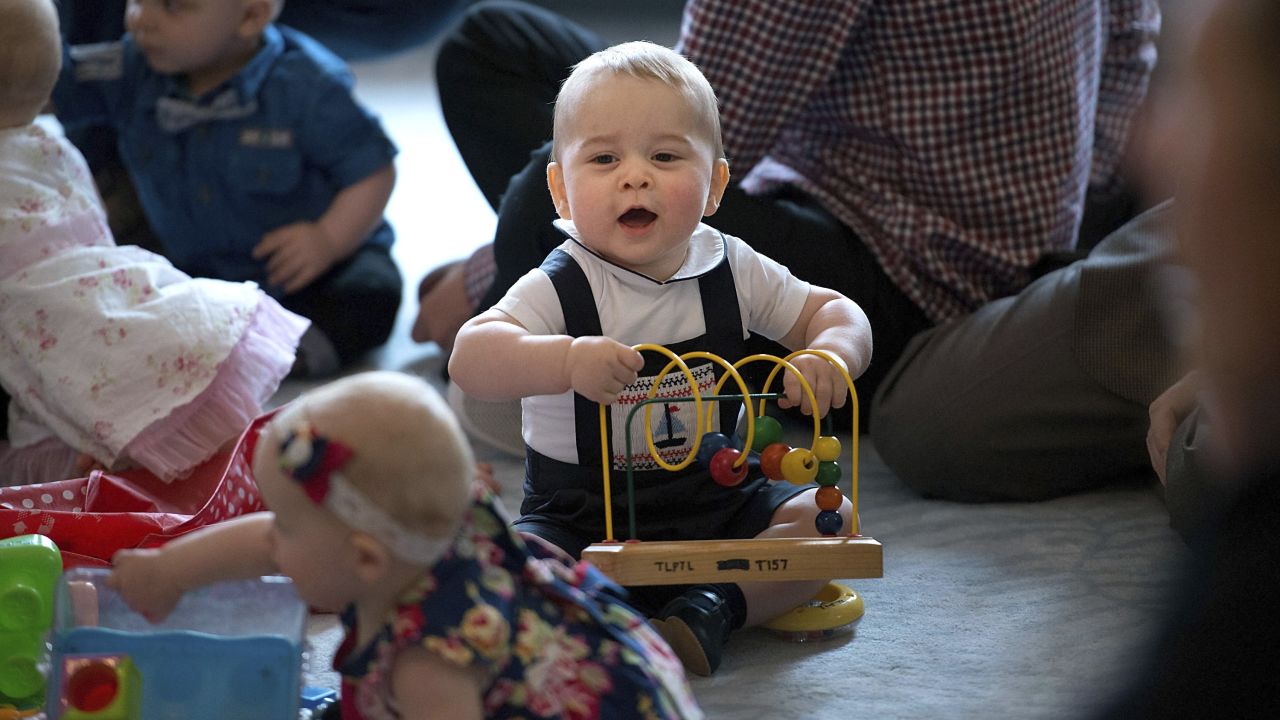 Prince George joins in the fun at Government House in Wellington on April 9.