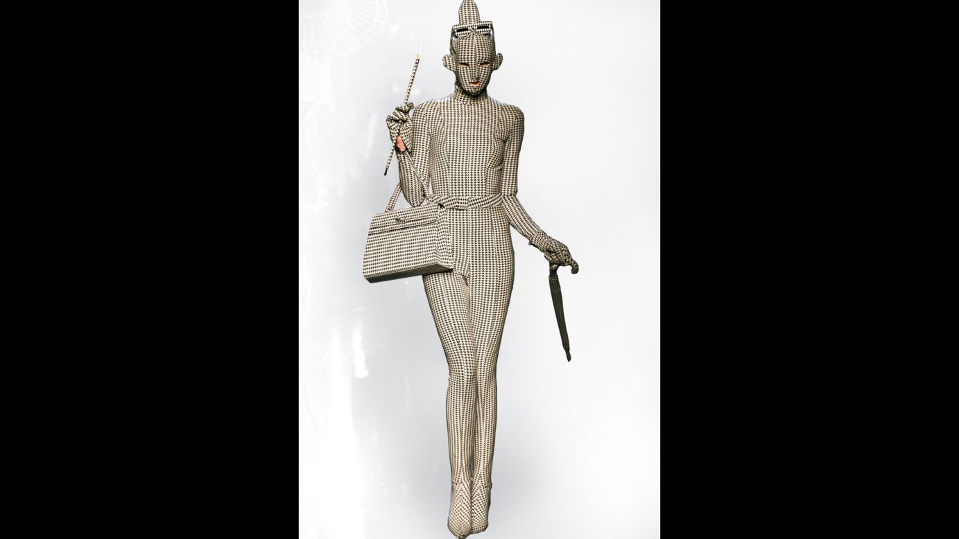 One of Jean Paul Gaultier's models from his "French Cancan" collection.