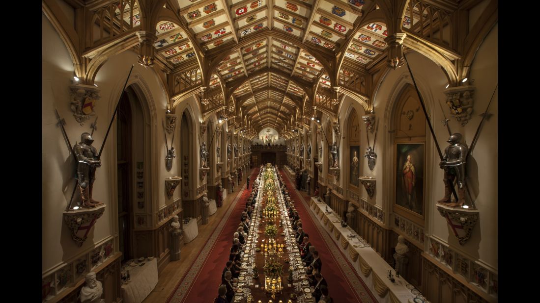 A state banquet was held at Windsor Castle in honor of Higgins' visit on Tuesday, April 8. Queen Elizabeth II gave a speech.