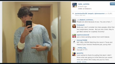 Nate Scimio posted this selfie after the school stabbing Wednesday.