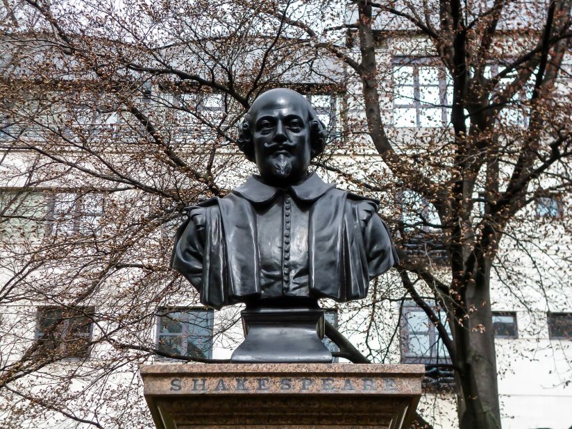 This statue of Shakespeare sits in front of the remains of St. Mary Aldermanbury parish in the City of London. The Bard, considered by many the greatest writer in the English language, wrote 38 plays and more than 100 sonnets.