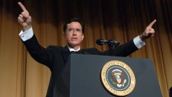 WASHINGTON - APRIL 29:  (AFP OUT)  Comedian Stephen Colbert entertains guests at the White House Correspondents' Dinner April 29, 2006 in Washington, DC. (Photo by Roger L. Wollenberg-POOL/Getty Images)