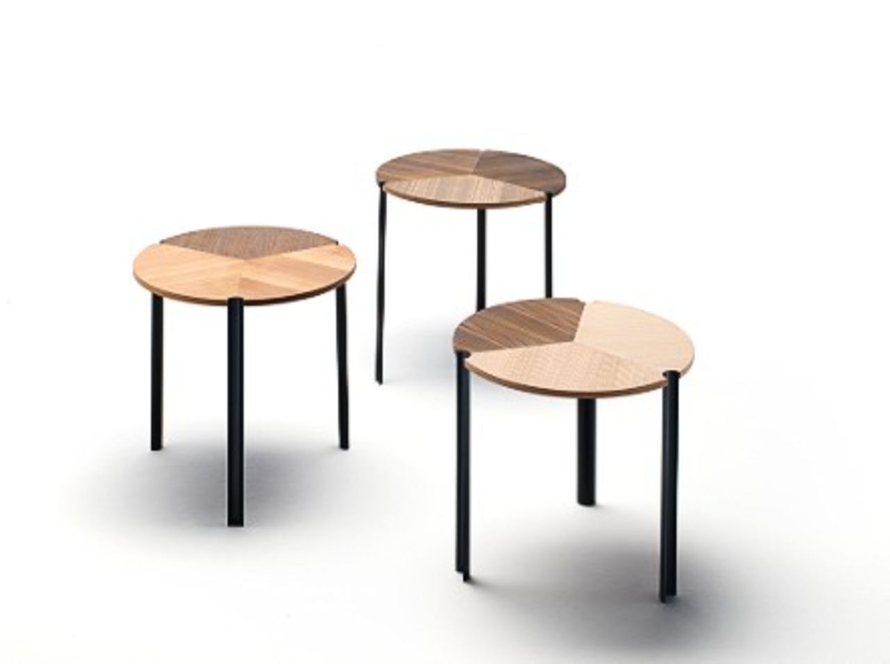 These stackable modular wooden coffee tables, designed by David Lopez Quincoces, were on display in Milan - (Courtesy Living Divani)