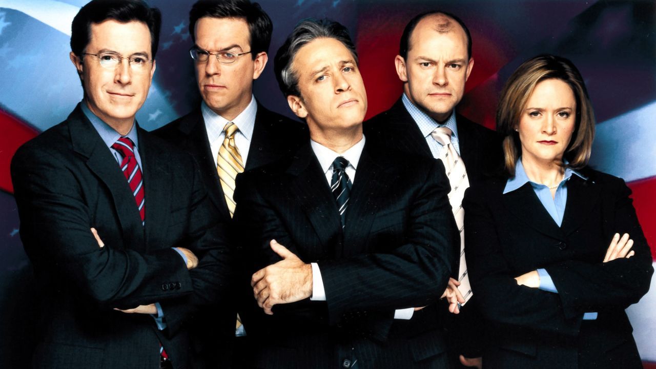 Colbert, left, was originally one of "The Daily Show's" correspondents. He began with the show during its Craig Kilborn era and stayed when Jon Stewart, center, came to host in 1999. Others on the show included, from left, Ed Helms, Rob Corddry and Samantha Bee.